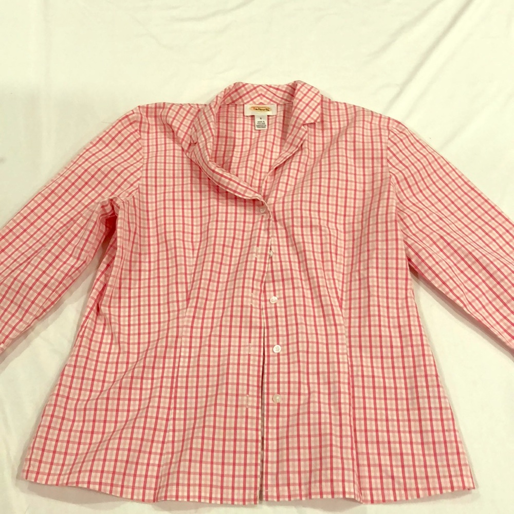 3/$25 Talbots pink gingham Oxford button down